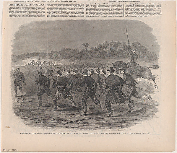 Charge of the First Massachusetts Regiment on a Rebel Rifle Pi, Poster Print