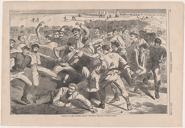 Holiday in Camp – Soldiers Playing "Foot-Ball" – Sketched by W,16x12"(A3)Poster