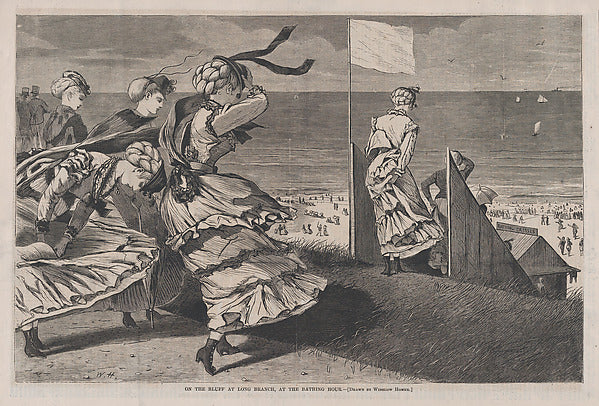 On the Bluff at Long Branch at the Bathing Hour – Drawn by Wi, Poster Print