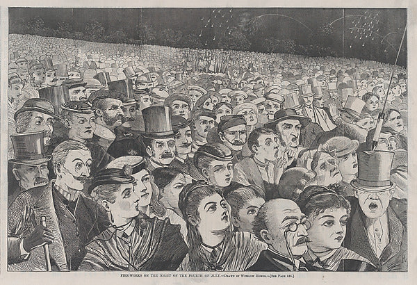 Fire-Works on the Night of the Fourth of July – Drawn by Winsl, Poster Print Wall Art