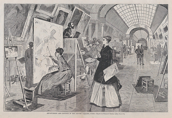 Art-Students and Copyists in the Louvre Gallery Paris – Drawn, Poster Print Wall Art