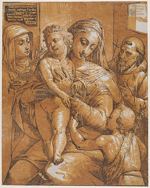 Andrea Andreani , After Jacopo Ligozzi - The Virgin and Child , Poster Print Wall Art