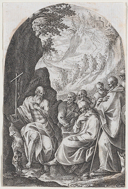 Jacques Callot , After Girolamo Muziano:St. Jerome Instructi-16x12"(A3) Poster