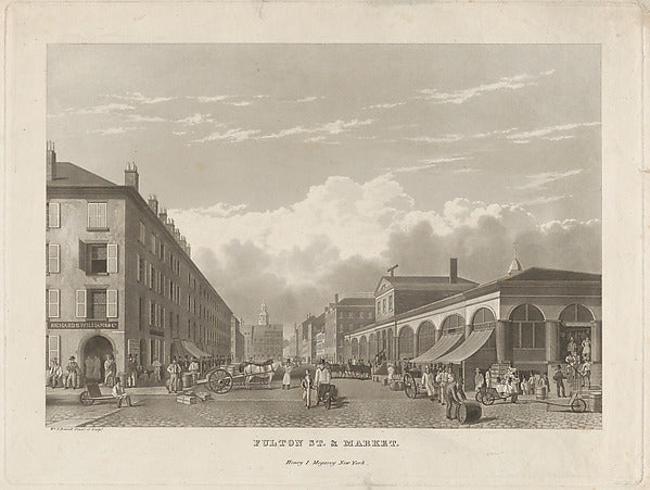 Fulton Street and Market New York 1834-William James Bennett, Poster Print Wall Art