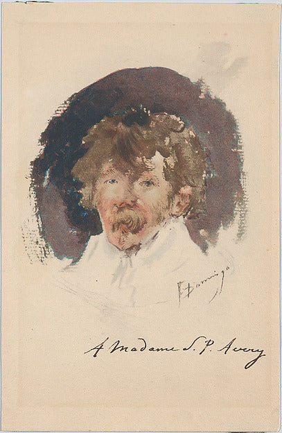 After Francisco Domingo y Marqués:Head of man turned left c1-16x12"(A3) Poster