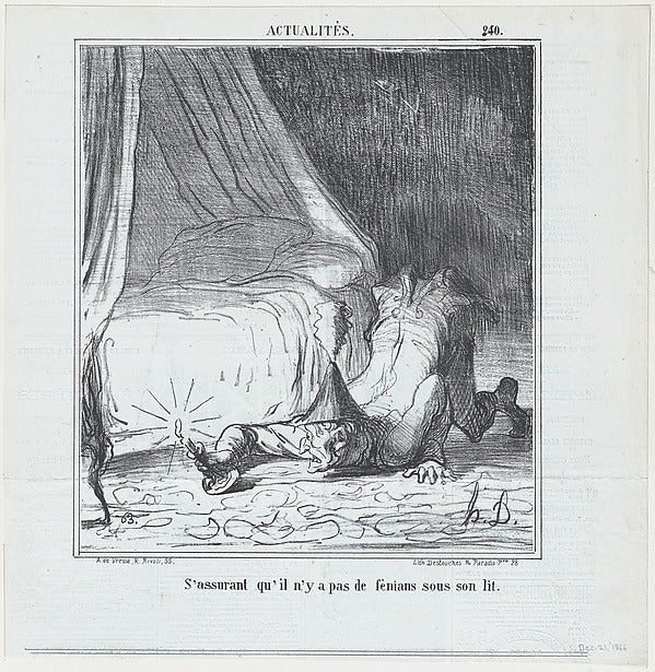 Honoré Daumier - S'assurant qu'il n'y a pas de féniant sous so, Poster Print Wall Art