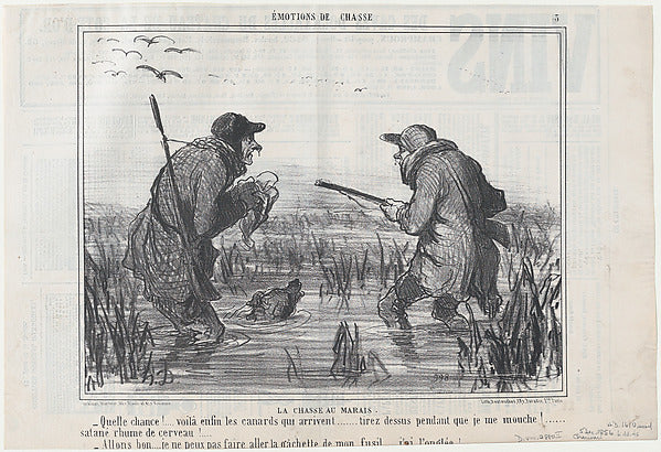 Honoré Daumier - Le Chasse au Marais –Quelle Chance!... from É, Poster Print Wall Art