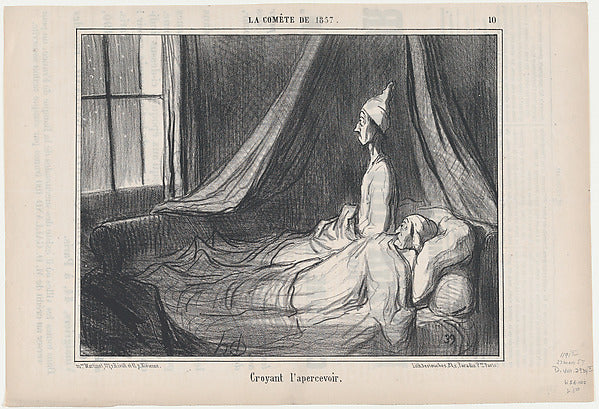 Honoré Daumier - Croyant l'apercevoir from Croquis Parisiens p, Poster Print Wall Art