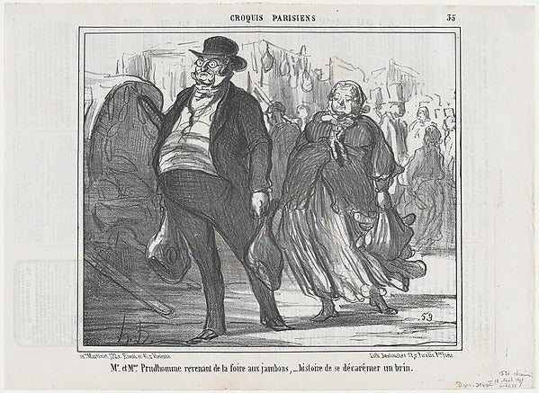 Honoré Daumier - Mr. et Mme. Prudhomme revenant de la foire..., Poster Print Wall Art