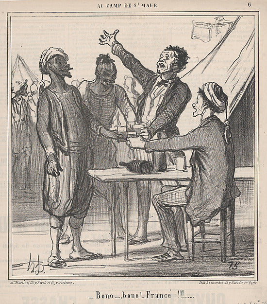 Honoré Daumier:Bono.... bono!....Francé!!!.... from Au Camp -16x12"(A3) Poster