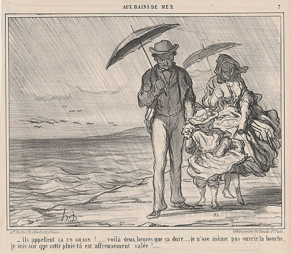 Honoré Daumier:Ils appellent ça UN GRAIN!... from Aux Bains -16x12"(A3) Poster