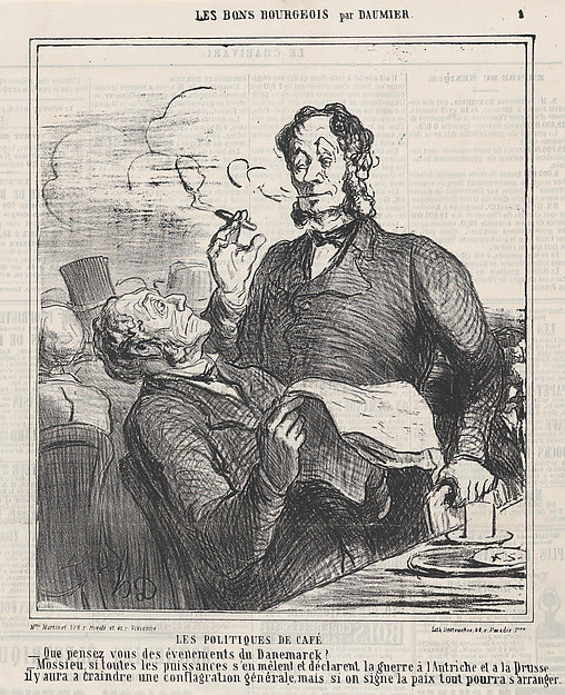 Honoré Daumier:Coffee house politics from 'The good bourgeoi-16x12"(A3) Poster