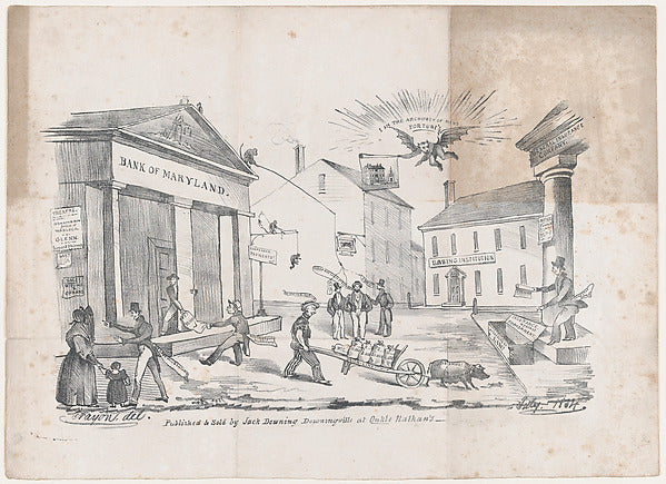 Caricature of a Bank of Maryland Crisis c1834-Crayon ,16x12"(A3)Poster