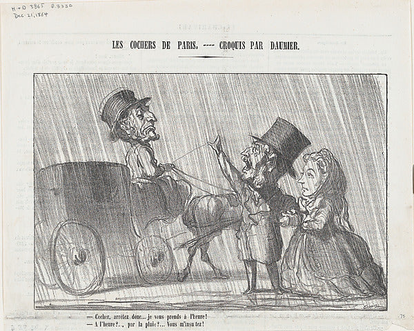 Honoré Daumier:Driver Stop I will hire you and pay you by th-16x12"(A3) Poster