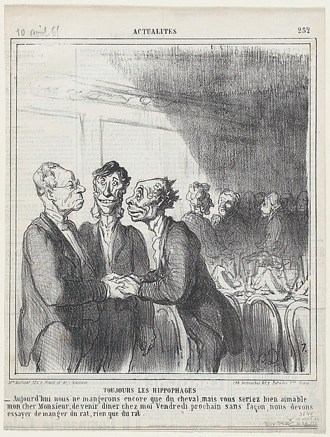 Honoré Daumier:Among two bailiffs from 'News of the day ' pu-16x12"(A3) Poster