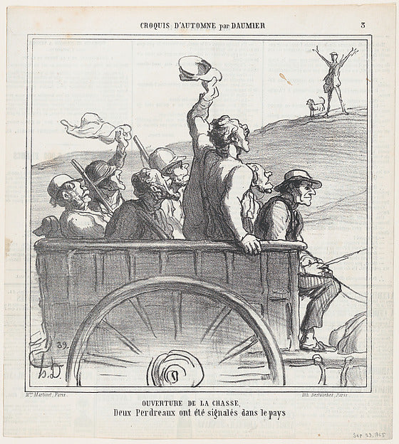 Honoré Daumier:Opening of hunting season it seems that two p-16x12"(A3) Poster
