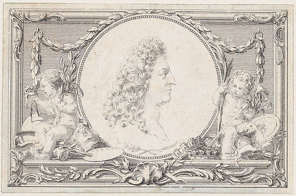 Pierre Philippe Choffard , Ornament by Hubert François Grave-16x12"(A3) Poster