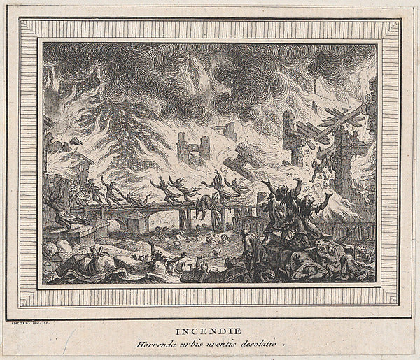 Quentin Pierre Chedel:Incendie 18th century-16x12"(A3) Poster