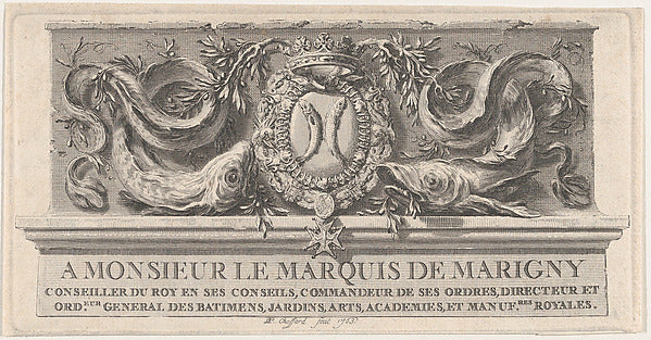 Pierre Philippe Choffard:Coat of Arms of the Marquis de Mari-16x12"(A3) Poster
