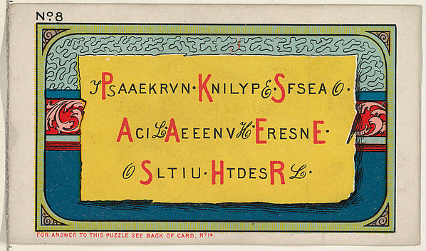 :Puzzle Number 8 The Cryptogram Puzzle from the Jokes s-16x12"(A3) Poster