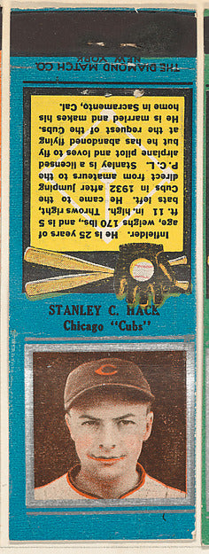 :Stanley Hack Chicago Cubs from the Baseball Players Match C-16x12"(A3) Poster