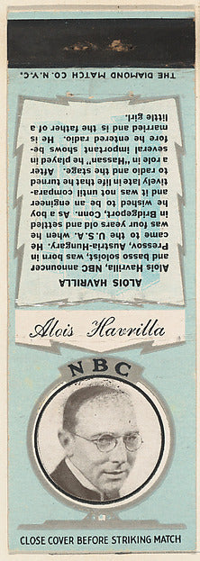 :Alois Havrilla from NBC Radio Stars Match Cover design seri-16x12"(A3) Poster