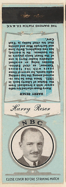 :Harry Reser from NBC Radio Stars Match Cover design series -16x12"(A3) Poster