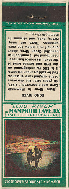 :Echo River from Mammoth Cave Souvenir Views Match Cover ser-16x12"(A3) Poster
