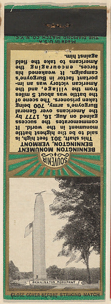 :Bennington Monument from New England Souvenir Views Match C-16x12"(A3) Poster