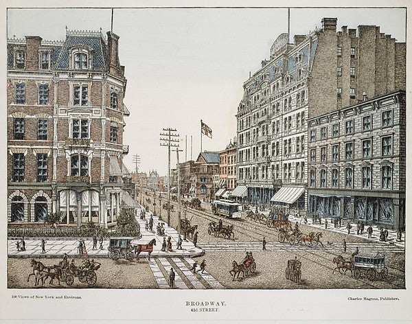 Broadway at 42nd Street New York 1850–1900-, Poster Print Wall Art