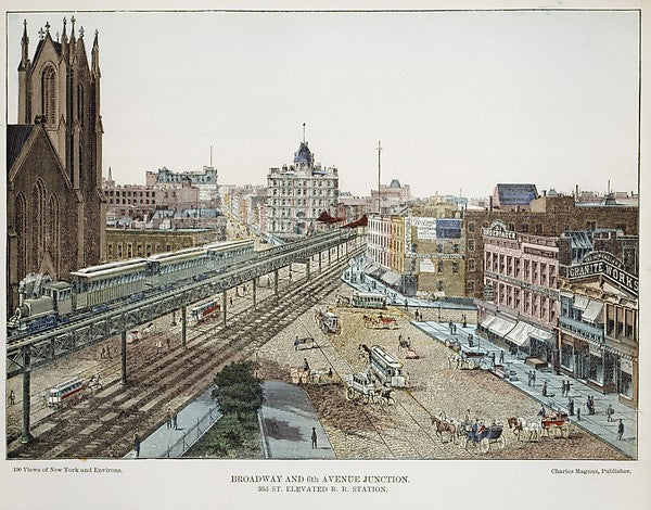 Broadway and 6th Avenue Junction. 33rd St. Elevated R.R. Stati, Poster Print Wall Art