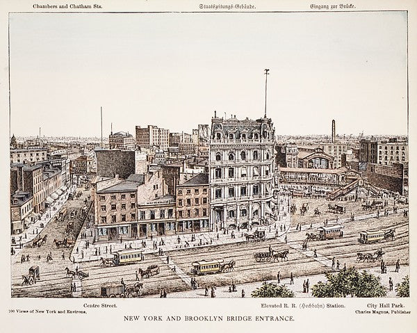 New York and Brooklyn Bridge Entrance after 1885-, Poster Print Wall Art