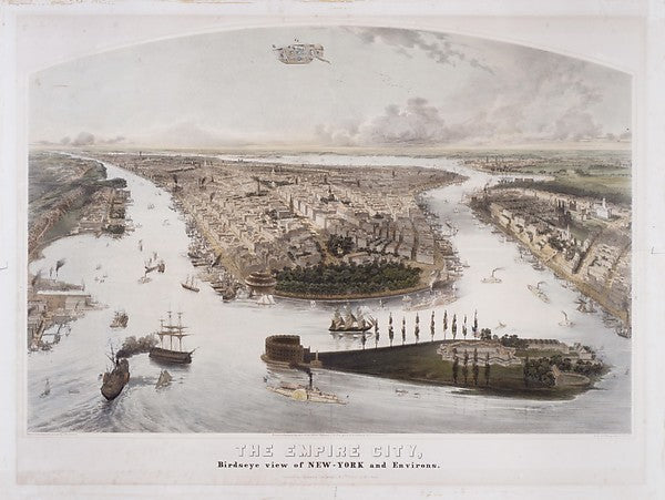 The Empire City Birdseye View of New York and Environs 1855-J, Poster Print Wall Art