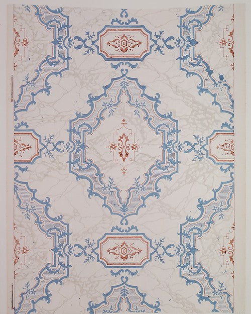 Entrance-hall Wallpaper from the Collins House c1850-Anonymous, Poster Print Wall Art