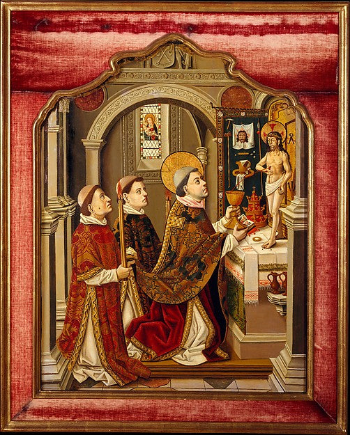 Spanish Painter:The Mass of Saint Gregory -16x12"(A3) Poster
