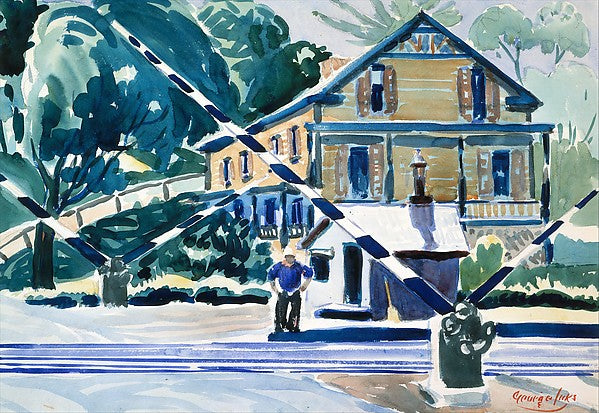 Railroad Crossing The Berkshires c1925-George Luks, Poster Print - Wall Art