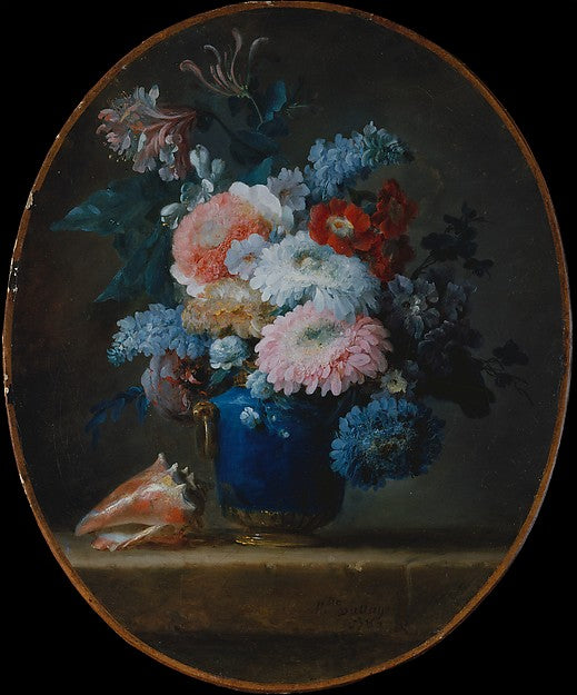 Anne Vallayer-Coster:Vase of Flowers and Conch Shell 1780-16x12"(A3) Poster