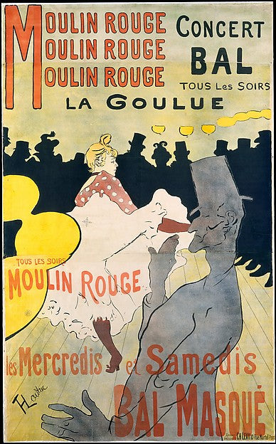 Moulin Rouge - La Goulue 1891-Henri de Toulouse-Lautrec, Poster Print Wall Art
