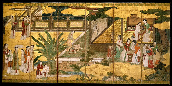 Chinese Court Ladies and Children 17th cent-In the Style of Ka,Japan ukiyo-e Period Image, Poster Print Wall Art
