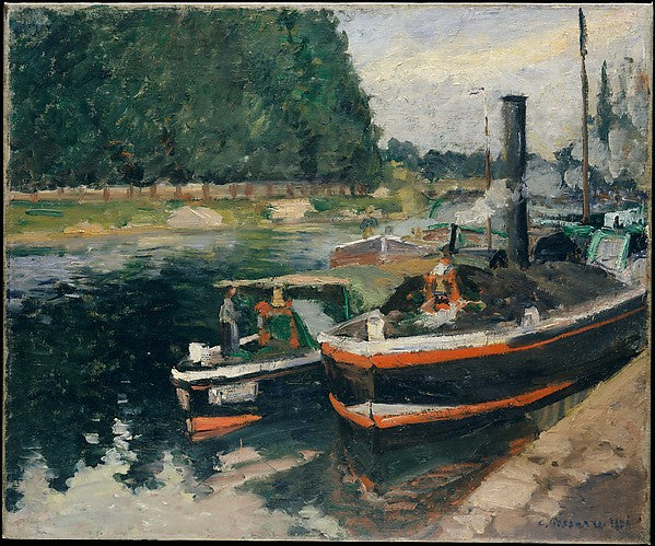 Camille Pissarro:Barges at Pontoise 1876-16x12"(A3) Poster