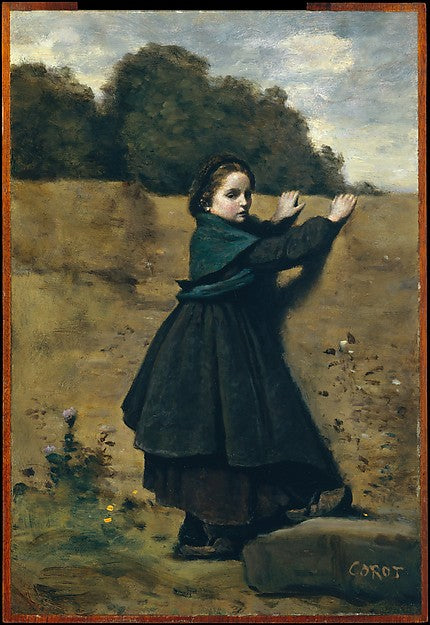 Camille Corot:The Curious Little Girl 1860–64-16x12"(A3) Poster