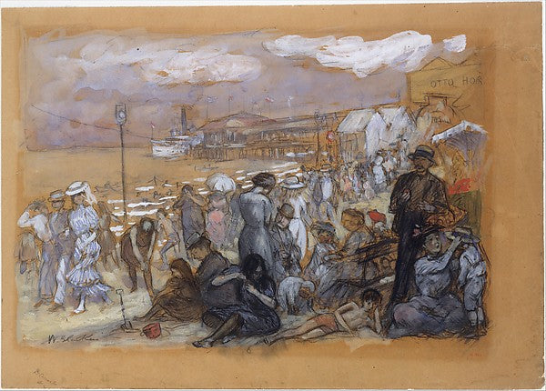 Afternoon at Coney Island c1907–09-William James Glackens, Poster Print - Wall Art