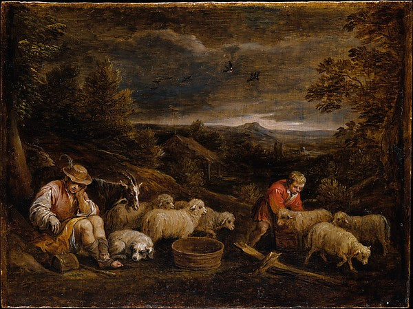David Teniers the Younger:Shepherds and Sheep -16x12"(A3) Poster