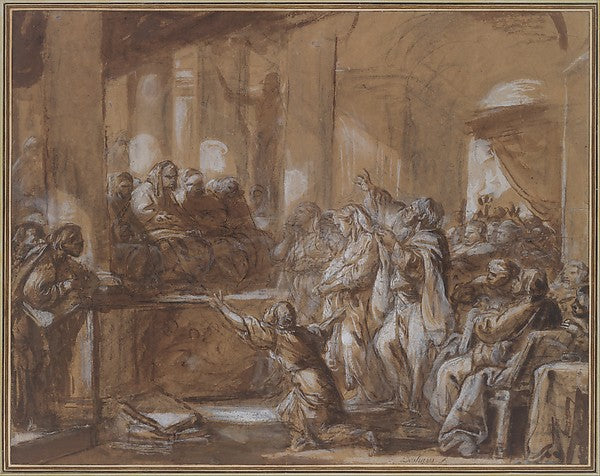 Phryne Before the Areopagus mid-18th cent-Jean-Baptiste Deshay, Poster Print Wall Art