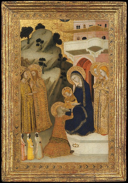 Italian, Neapolitan Follower of Giotto:The Adoration of the -16x12"(A3) Poster