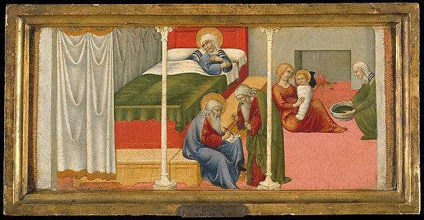 Sano di Pietro:The Birth and Naming of Saint John the Baptis-16x12"(A3) Poster