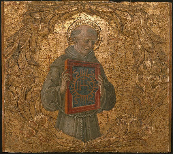 Benvenuto di Giovanni:Saint Bernardino possibly 1474-16x12"(A3) Poster