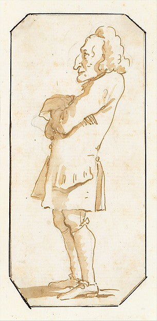 Giovanni Battista Tiepolo:Caricature of a Man with His Arms -16x12"(A3) Poster