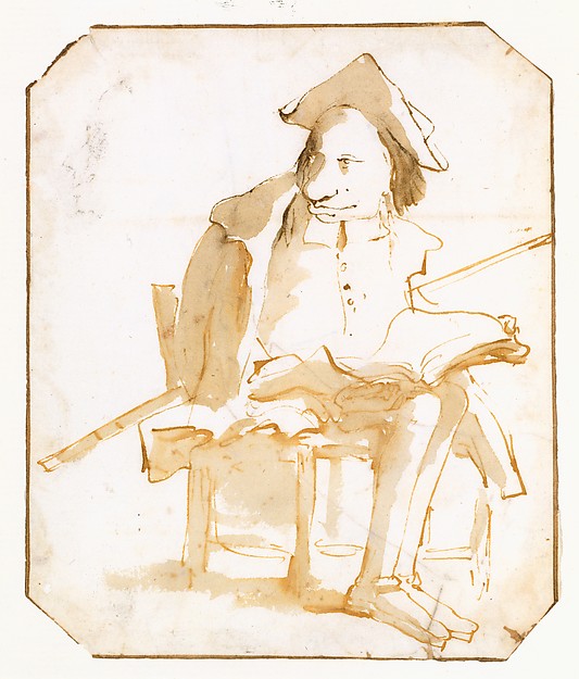 Giovanni Battista Tiepolo:Caricature of a Seated Man with a -16x12"(A3) Poster