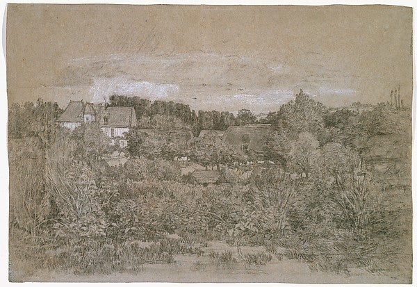 Attributed to Eugène Boudin:Landscape c1850 -16x12"(A3) Poster